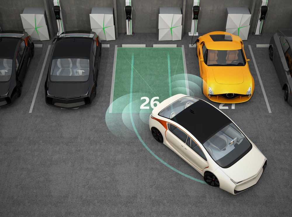animation of a parking sensor in a car park