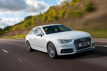 White audi a4 saloon driving