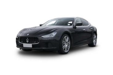 black maserati ghibli on a white background