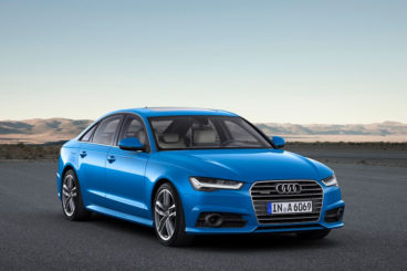 Audi A6 Saloon in metallic light blue profile shot