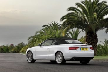 Audi A5 Cabriolet back view with palm trees