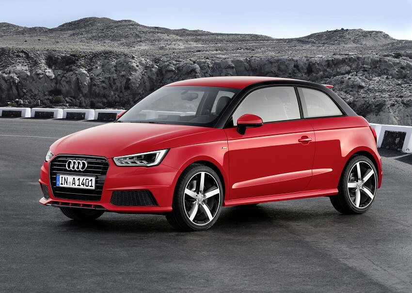Audi A1 hatchback in red parked