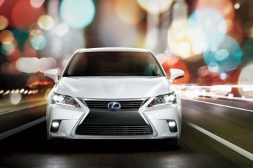 Lexus CT 200h front view lights blurred behind