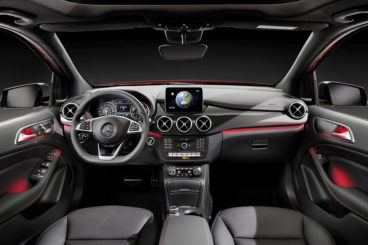 Mercedes B Class interior dashboard with red trim