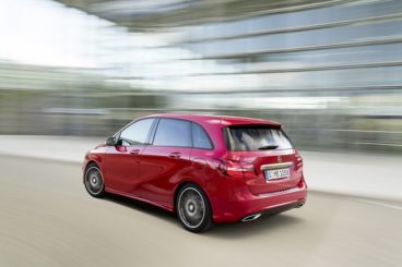 Mercedes B Class back view driving fast