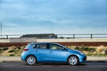 Blue Toyota Auris On the road