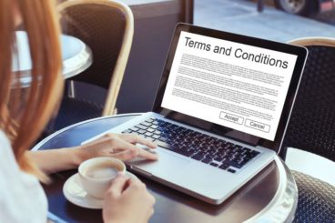 terms and conditions displayed on computer screen