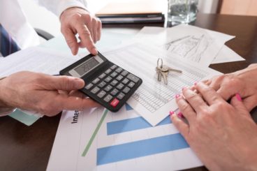 Working out calculations at a desk