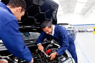 servicing a car