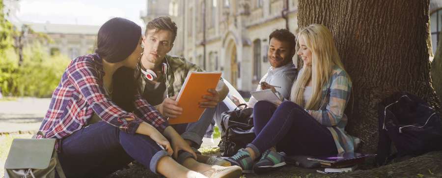 Students gathered on campus car leasing for students