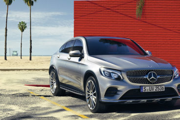 Mercedes GLC Coupe parked in front of beach