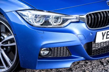 BMW 3 Series Tourer Estate close up view of headlights