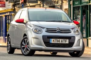 Citroen c1 hatchback in silver front view