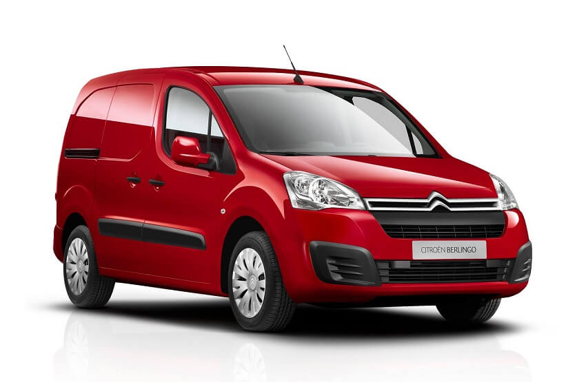 Red Citroen Berlingo on white background