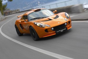 2017 Orange Lotus Exige Front on the road