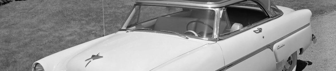 Ford Skyliner in a monochromatic photograph