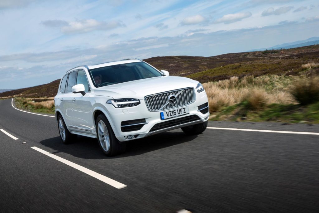 Volvo XC90 in white driving