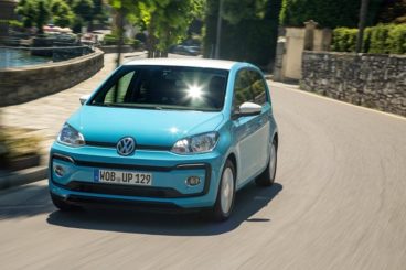 Volkswagen Up in light teal blue - best car for new drivers