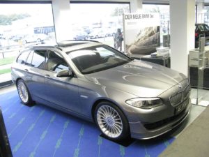 BMW Alpina Estate in silver parked in showroom