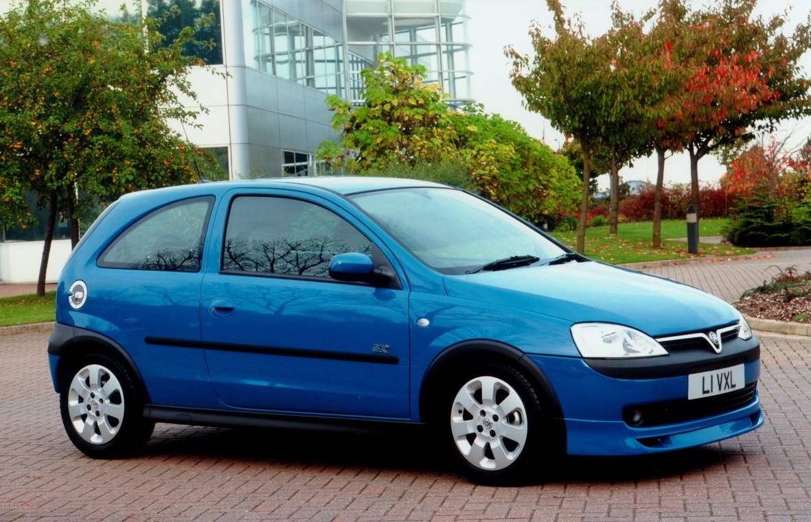 Light blue metallic Vauxhall Corsa