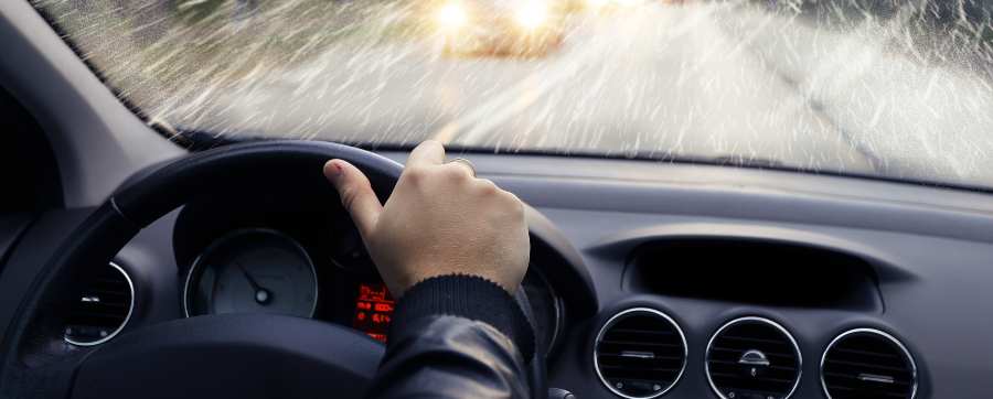 Driving in heavy rain