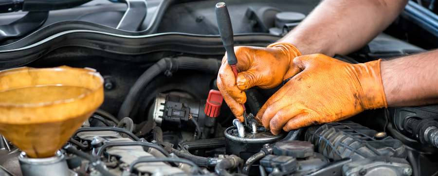 Mechanic working on an engine