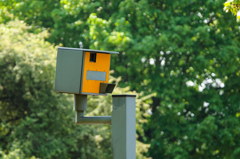 picture of a yellow speed camera