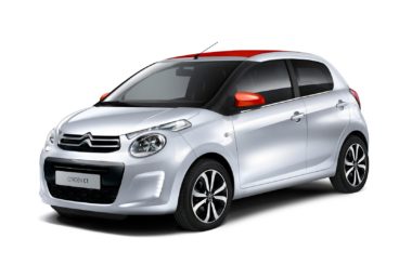 Silver Citroen C1 on a white background