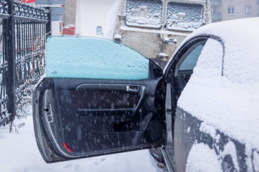 Car door open in snow