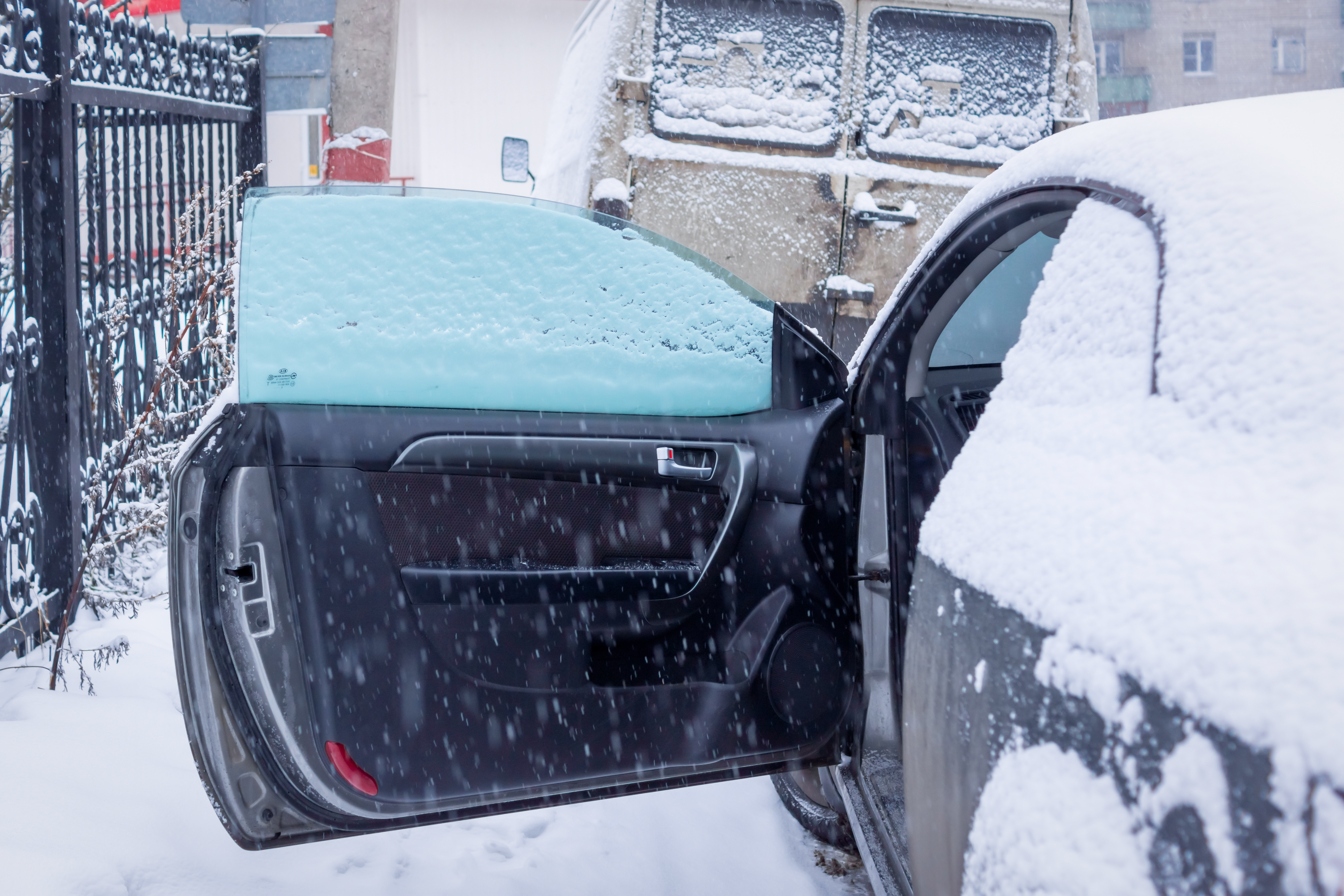 Car door open in snow