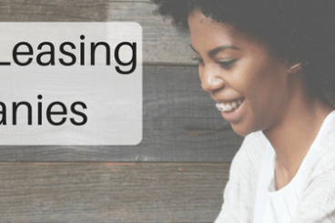 Best Car Leasing Companies title with couple looking at laptop and smiling