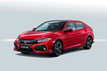 bright red Honda Civic EX isolated white/silver background