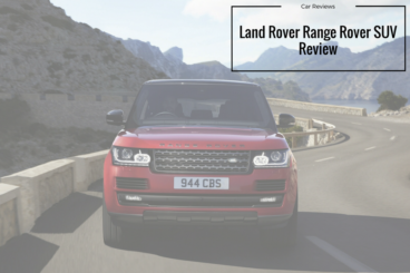 Edited picture of red Land Rover Range Rover SUV driving on cliffed road