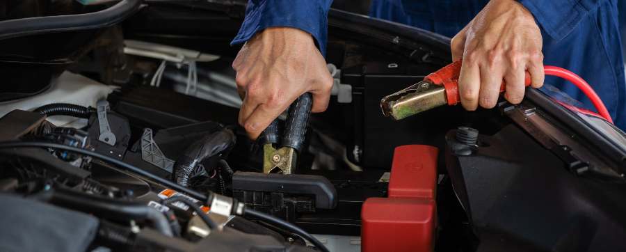 Person looking over an engine