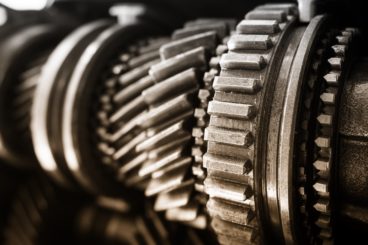 zoomed in photo of a set of gears turning
