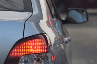 grey car braking