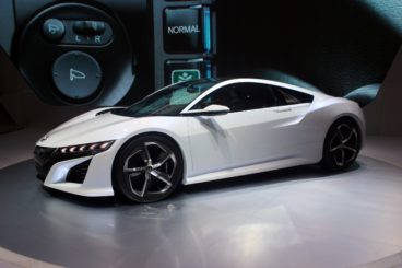 White and black Honda NSX side view