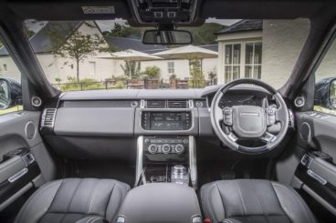 black leather interior of the land rover range rover diesel estate