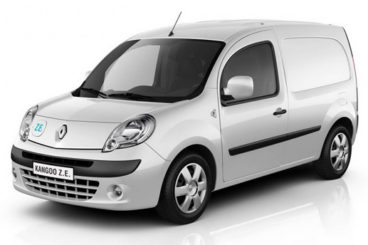 White Renault Kangoo ZE on a white background