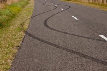 skid marks on country roads