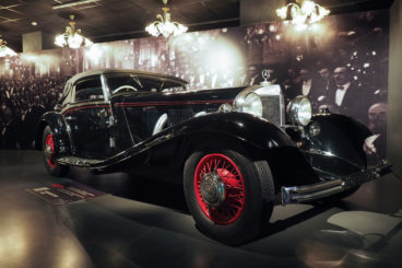 Black Mercedes-Benz 540K in a museum in Italy