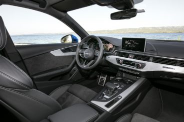 the black leather interior of the audi a4 diesel avant