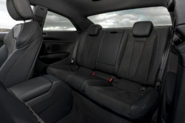 the black leather interior of audi a5 diesel coupe