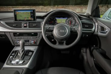 the black leather interior of the audi a7 diesel sportback