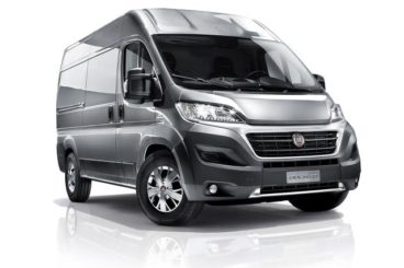Silver Fiat Ducato on a white background