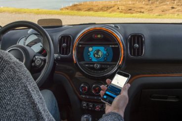 The interior of the mini countryman hatchback showing the new technology available in the new model