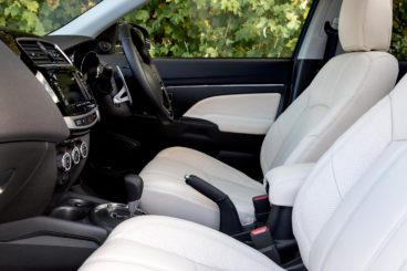 the white leather interior of the Mitsubishi ASX estate