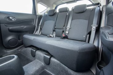black cloth interior of the nissan note hatchback
