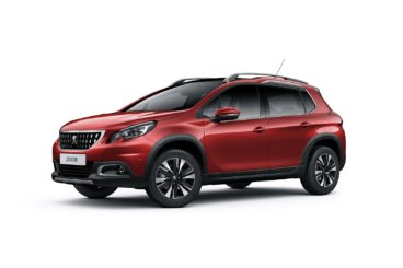 metallic red peugeot 2008 isolated on a white background