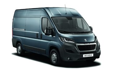 dark metallic peugeot boxer van isolated on a white background